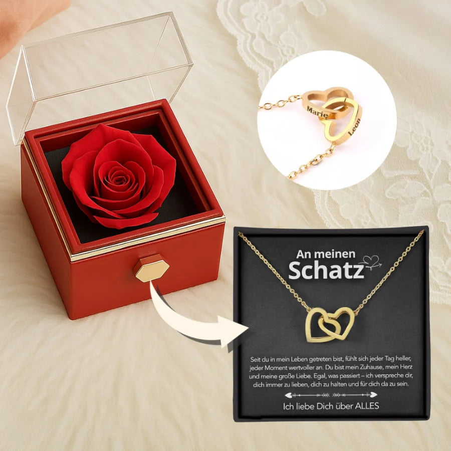 Personalisierte Herz Halskette mit Liebesbox