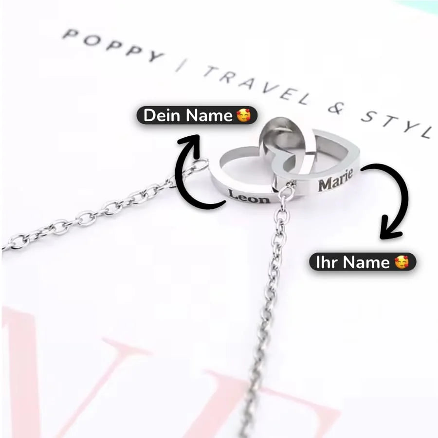 Personalisierte Herz Halskette mit Liebesbox